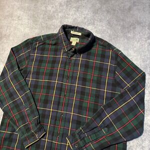 LL Bean Mens Large Plaid Flannel Shirt Traditional Fit Button Down Long Sleeve